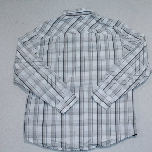 Hawk Men Gray Button Down Shirt Long Sleeve Plaid Casual Size Medium - Picture 2 of 7